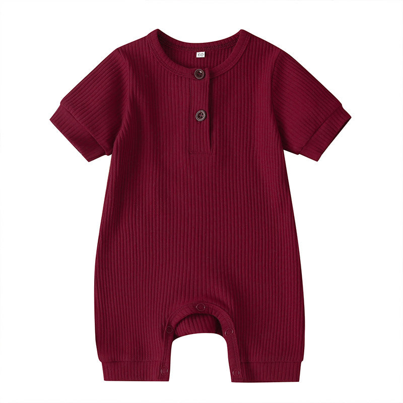 Summer short sleeve baby solid color jumpsuit