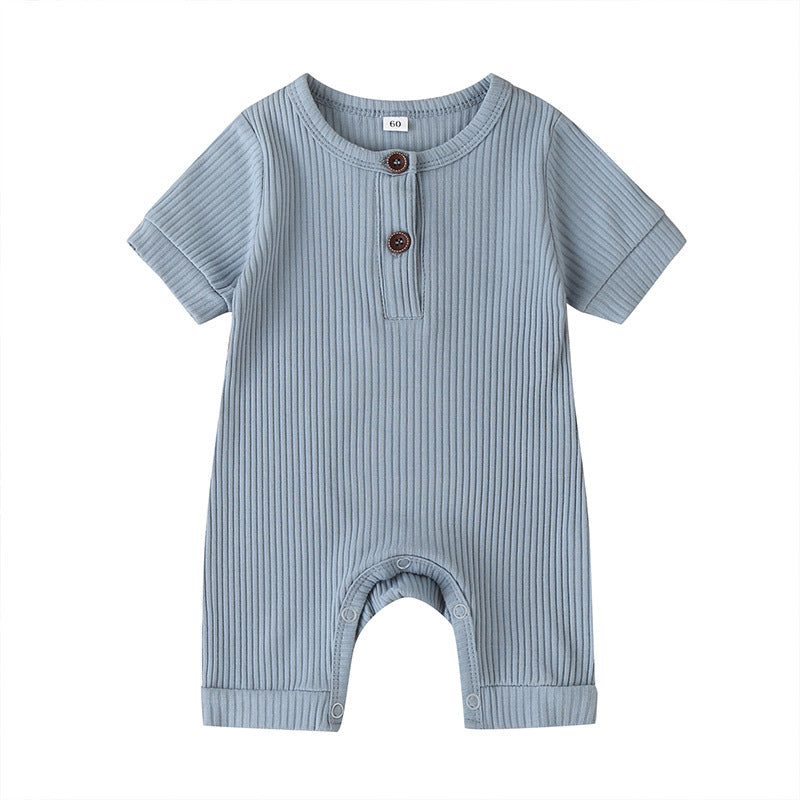 Summer short sleeve baby solid color jumpsuit