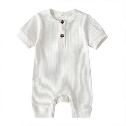 Summer short sleeve baby solid color jumpsuit