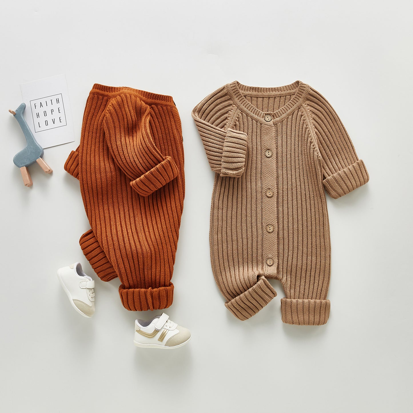 Spring And Autumn Baby Long-sleeved Knitted Jumpsuit Romper