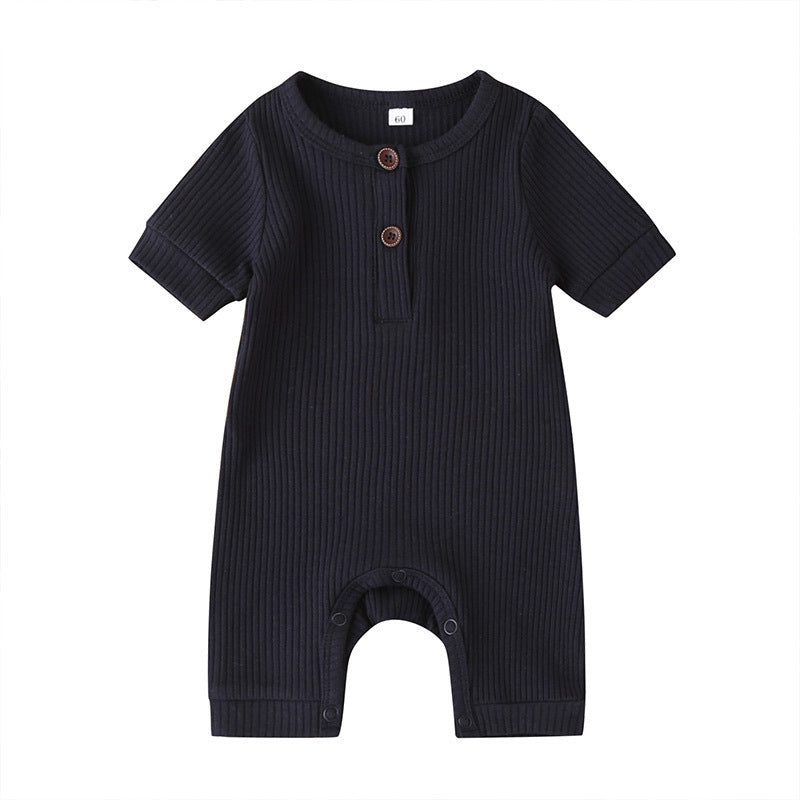 Summer short sleeve baby solid color jumpsuit