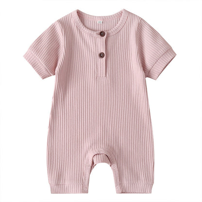 Summer short sleeve baby solid color jumpsuit