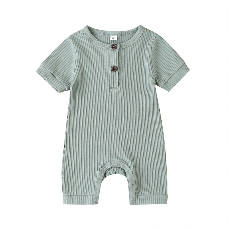 Summer short sleeve baby solid color jumpsuit