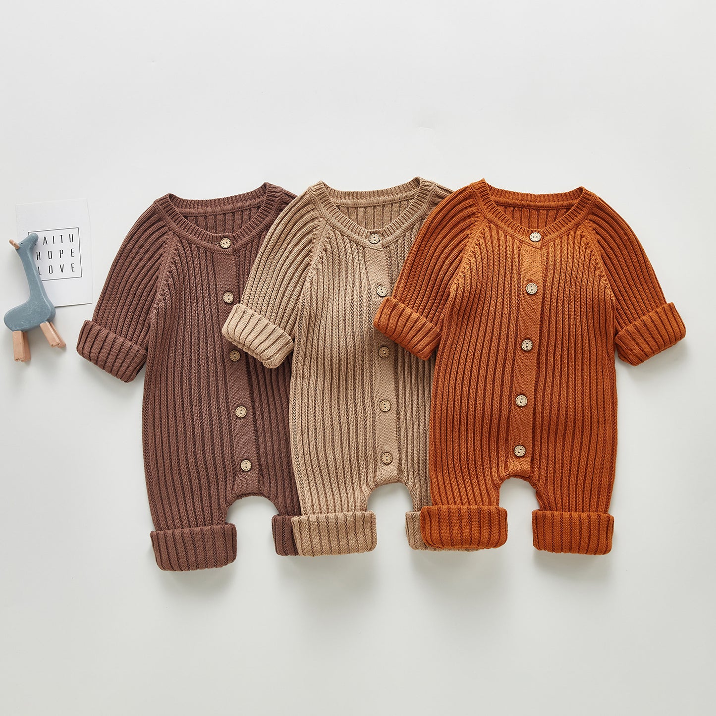 Spring And Autumn Baby Long-sleeved Knitted Jumpsuit Romper