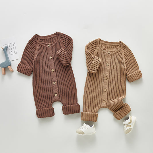 Spring And Autumn Baby Long-sleeved Knitted Jumpsuit Romper