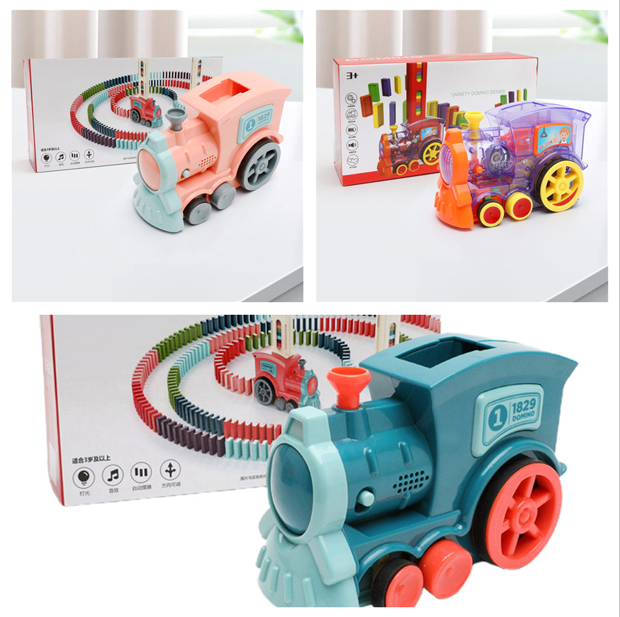 Domino Train Toys Baby Toys Car Puzzle Automatic Release Licensing Electric Building Blocks Train Toy